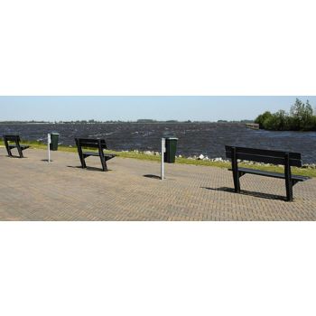 Bank met leuning en strip 180 x 45 x 172 cm Zwart