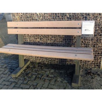 Bankplank met strip 12x4x180cm Bruin